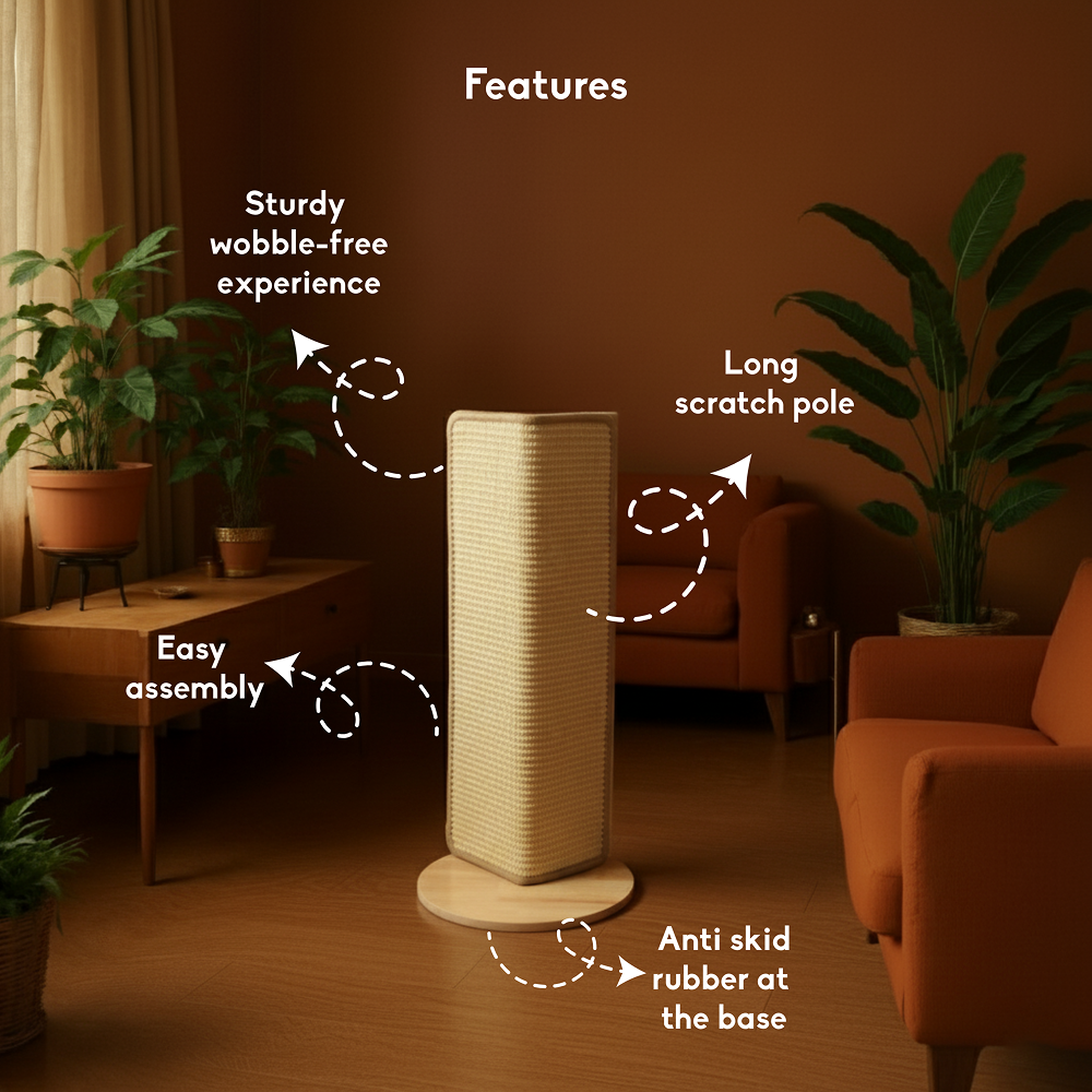 FurryLiving Cat Wall Scratcher Lite Space Saving Design for Wall Corners (Oak) Cats-Toys FurryLiving Dropship