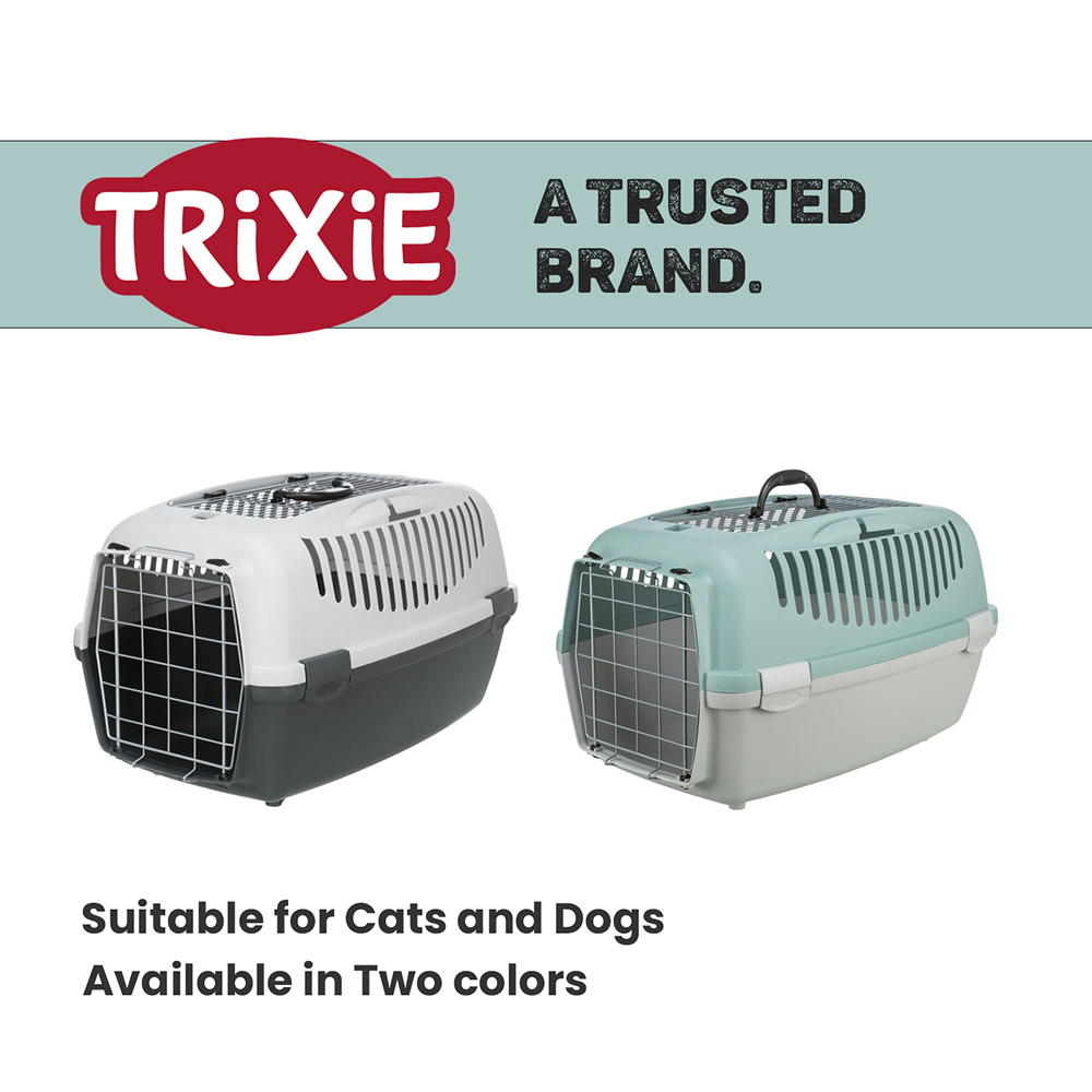 Trixie Capri 3 Open Top Carrier for Dogs and Cats (light grey/sage) Both-Bedding, Mats & Travel Supplies Trixie