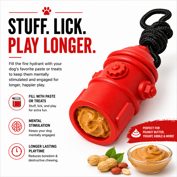 Talking Dog Club Sturdy Fire Hydrant Rubber & Rope Toy for Dogs (Red)