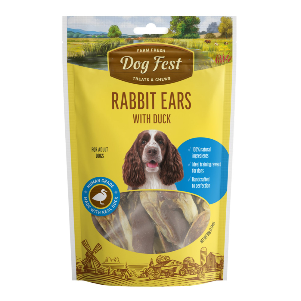 Dogfest Rabbit Ears with Duck Dog Treats Dog Treats + Others Petfest 90g