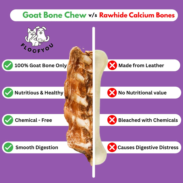 Floofyou Air Dried Goat Loin Bone Dental Chew Dog Treats