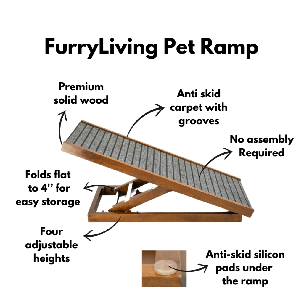 FurryLiving Wooden Ramp for Dogs and Cats (Teak Brown)