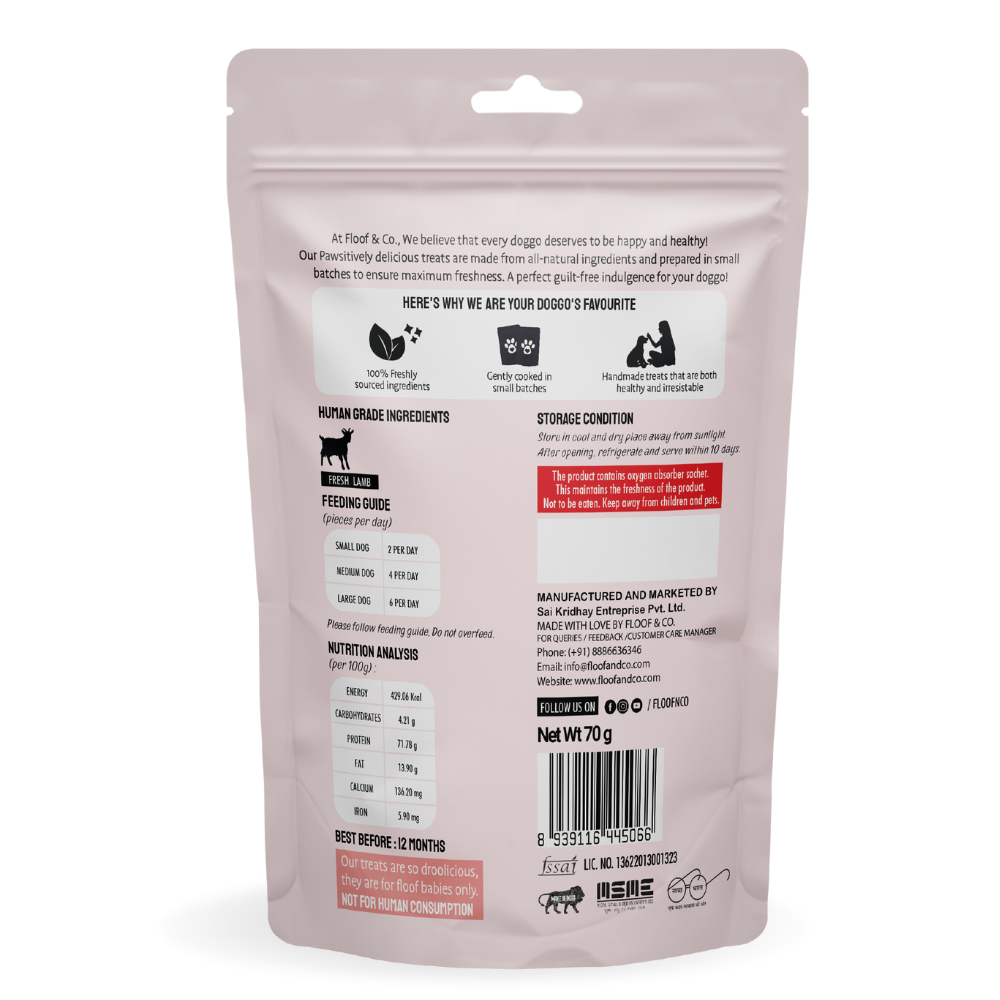 Floof & Co Slow Roasted Lamb Jerky Dog Treats Dog Treats + Others Floof & Co