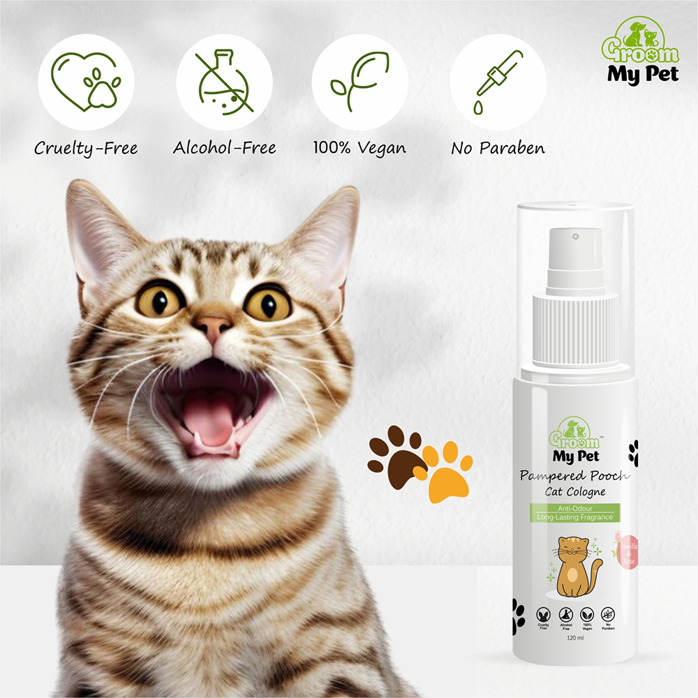 Groom My Pet Vanilla and Rose Pampered Pooch Cologne for Cats Cats-Grooming Supplies Groom My Pet Dropship
