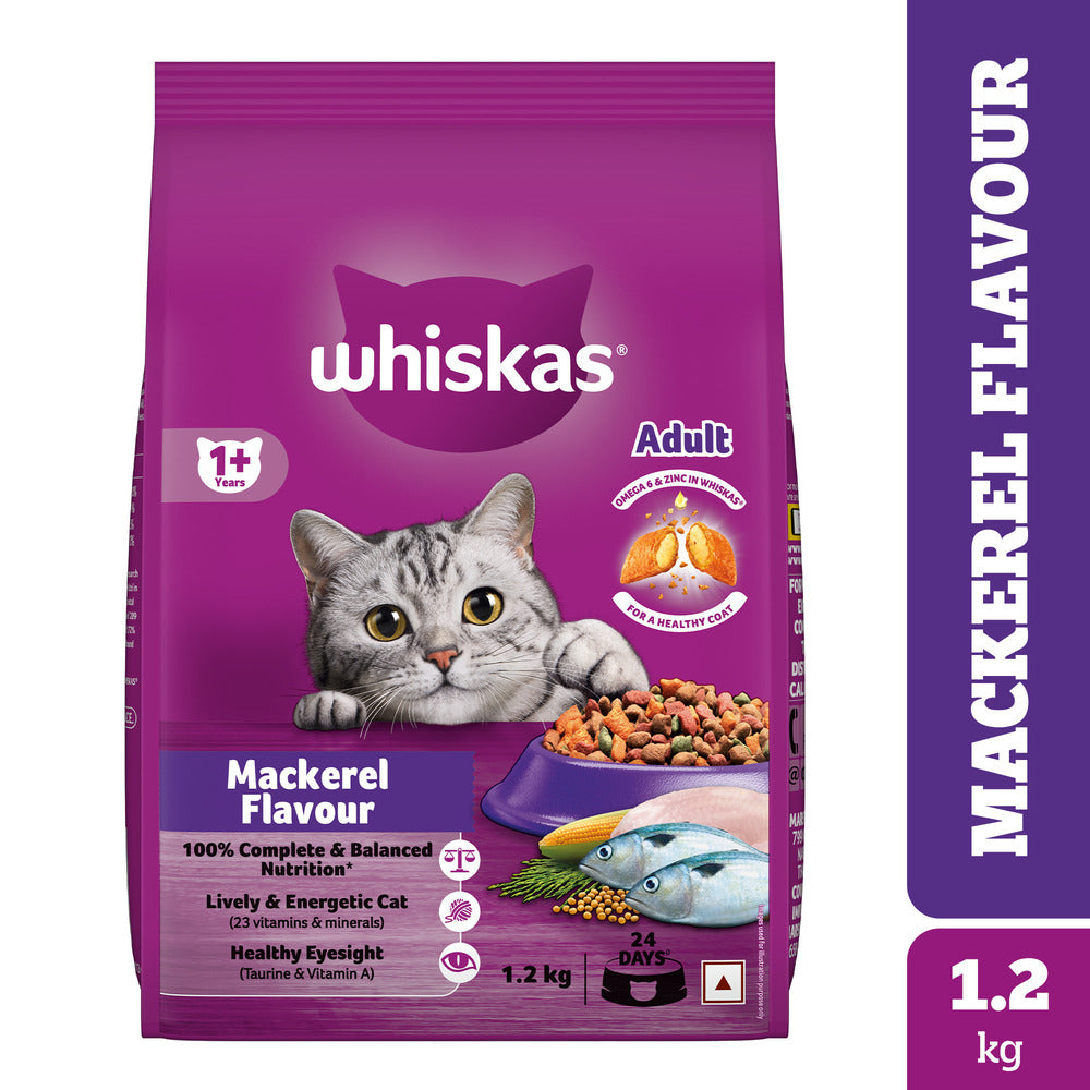 Whiskas Mackerel Flavour Adult Cat Dry Food Cats- Dry food Whiskas 1.2kg