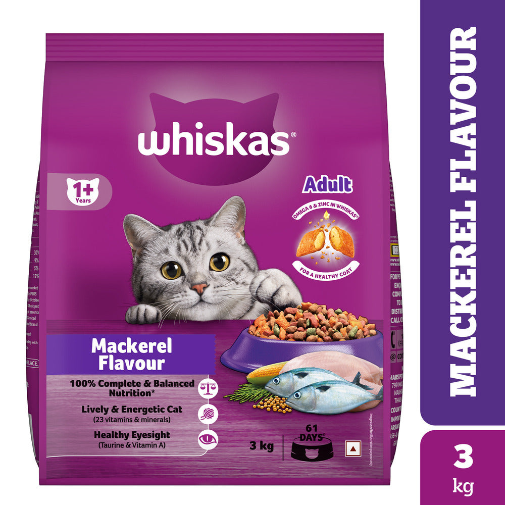 Whiskas Mackerel Flavour Adult Cat Dry Food Cats- Dry food Whiskas 3kg