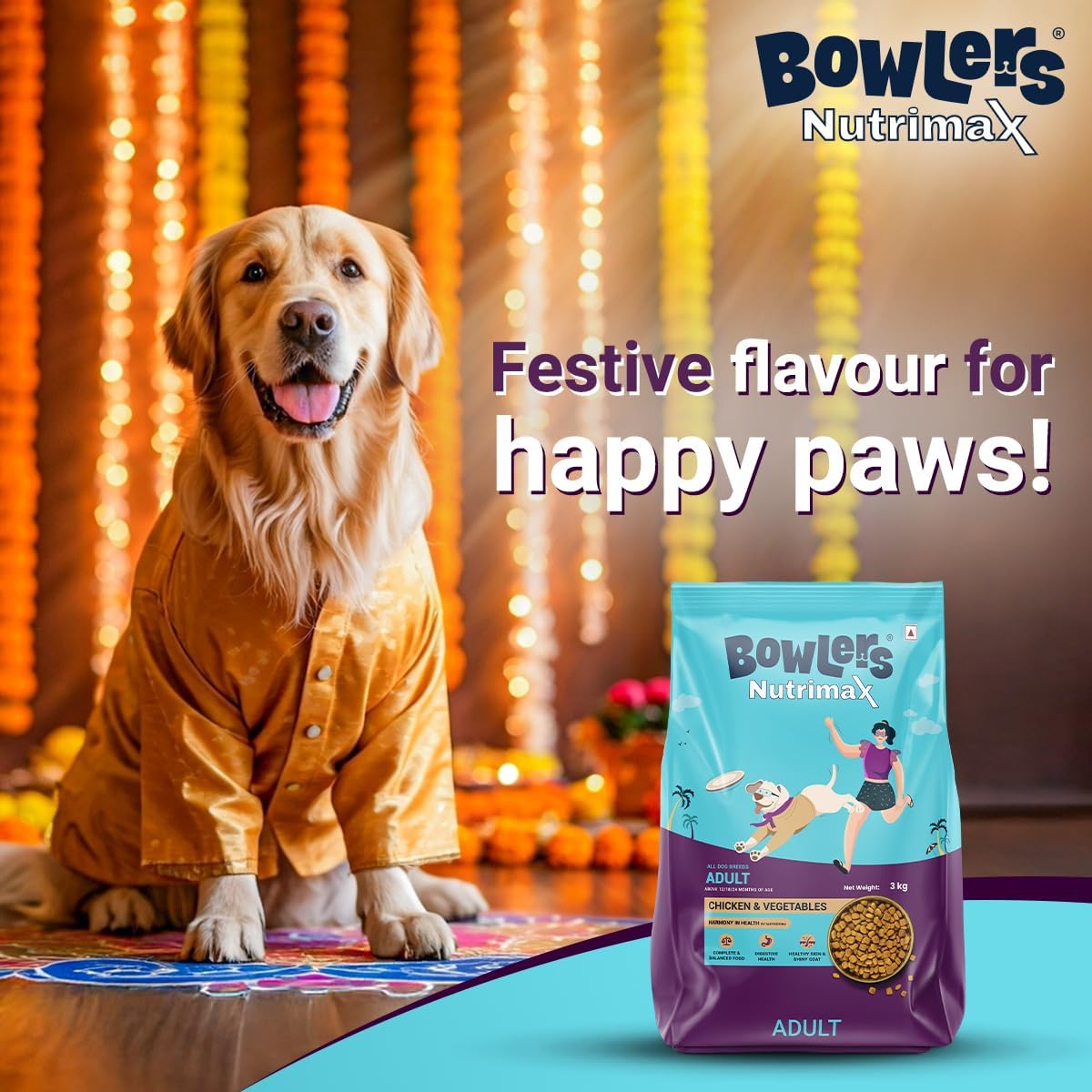 Bowlers Nutrimax Chicken and Vegetables Adult Dog Dry Food Dogs- Dry Food Bowlers