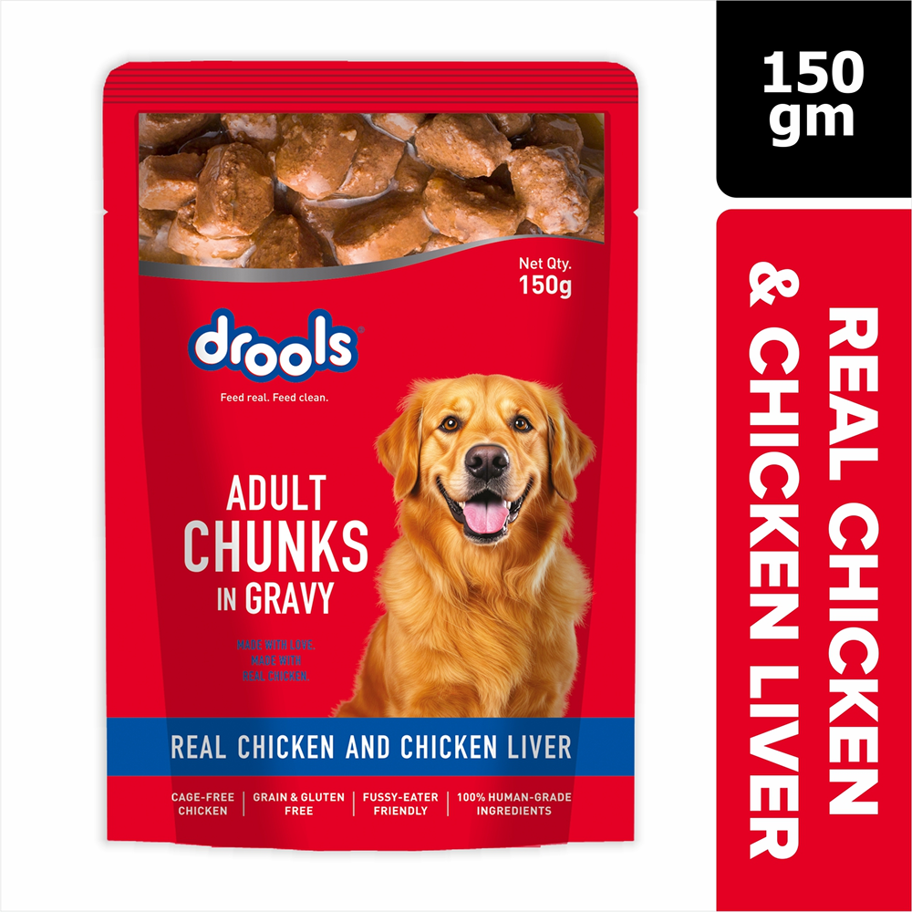 Drools Real Chicken & Chicken Liver Chunks in Gravy Adult Dog Wet Food Dogs-Wet Food Drools