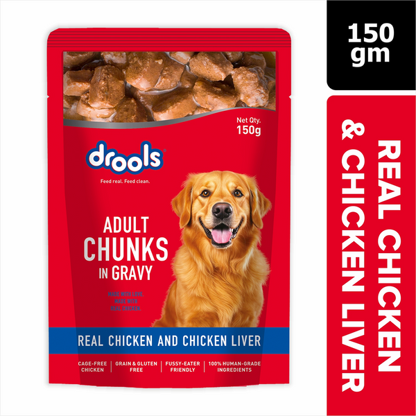 Drools Real Chicken & Chicken Liver Chunks in Gravy Adult Dog Wet Food