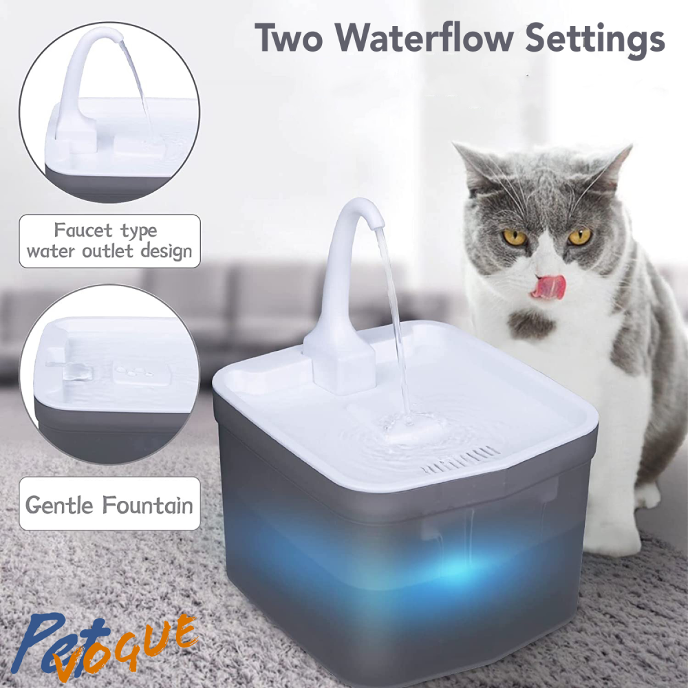 Pet Vogue Automatic Electric Water Fountain with LED Light for Cats (Grey)
