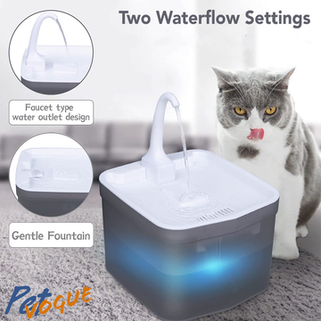 Pet Vogue Automatic Electric Water Fountain with LED Light for Cats (Grey)