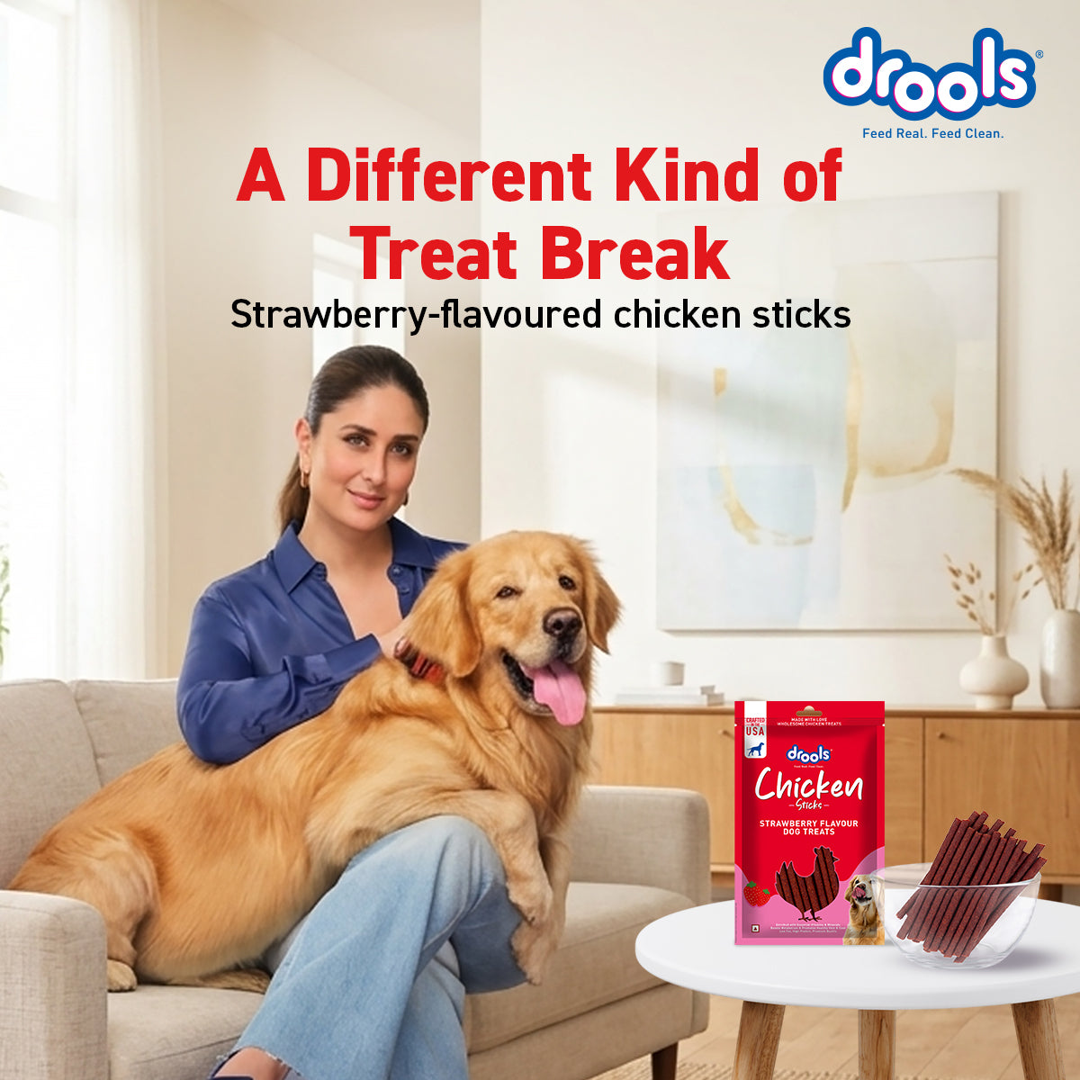 Drools Strawberry Flavour Chicken Sticks Treat for Dogs Dog Treats + Others Drools