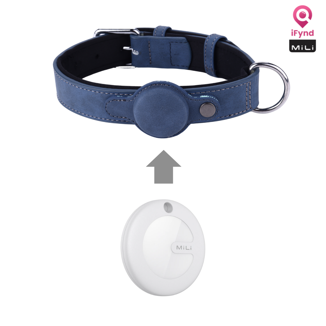 Mitag Anti Loss Device with Collar for Small Dogs (Navy Blue) | IOS Dogs-Collar, Leashes, harnesses Mitag Dropship