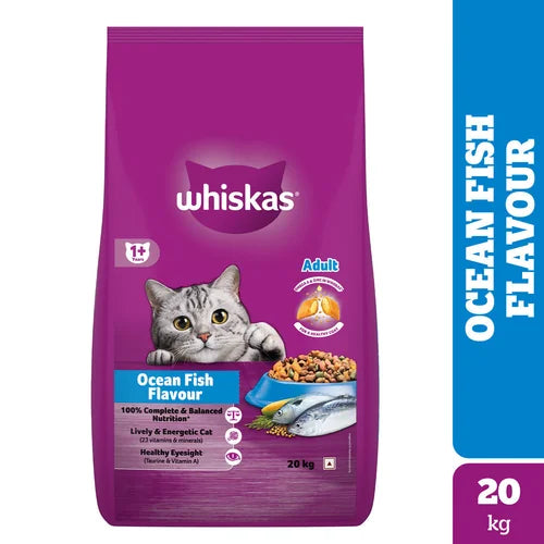 Whiskas Ocean Fish Flavour Adult Cat Dry and Wet Food Combo