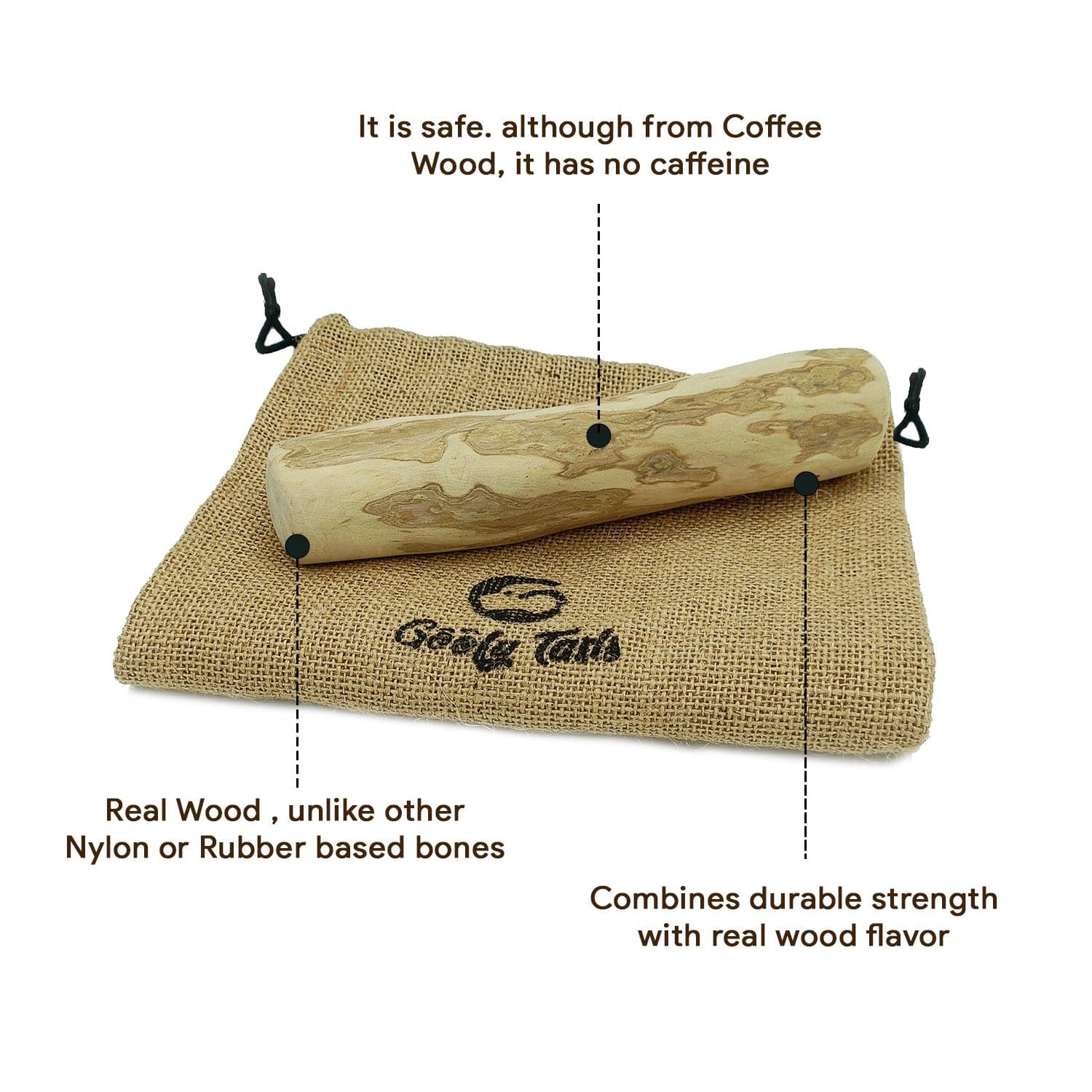 Goofy Tails Coffee Wood Chewing Stick Toy for Dogs | For Medium Chewers Dogs-Toys Goofy Tails