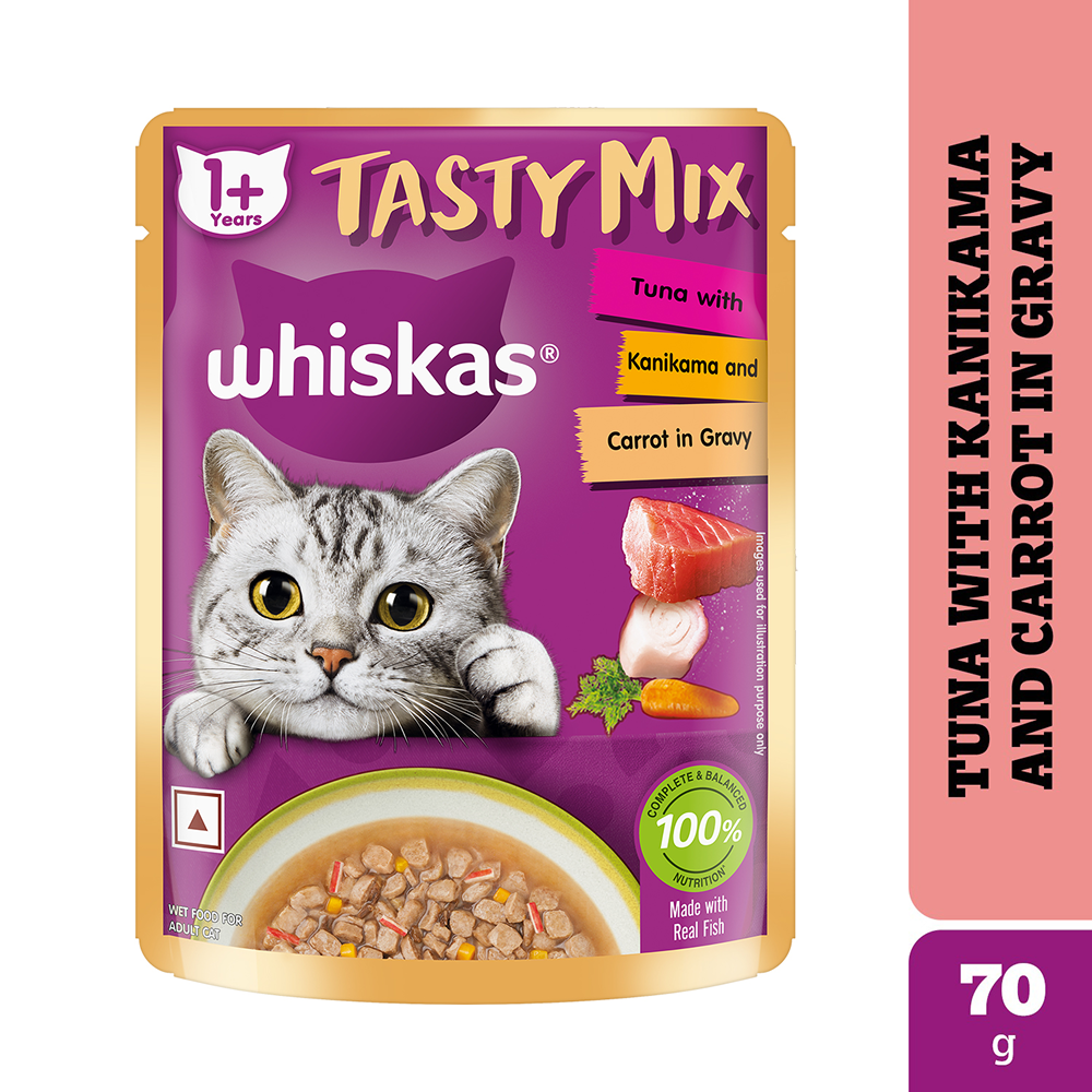 Whiskas Tuna with Kanikama And Carrot in Gravy Tasty Mix Adult Cat Wet Food Cats-Wet Food Whiskas