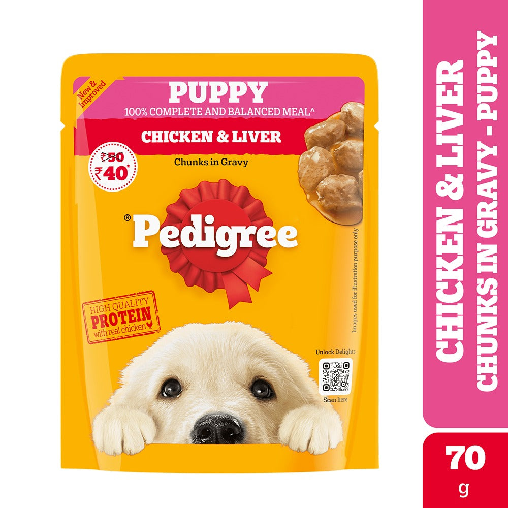 Pedigree Chicken & Liver Chunks in Gravy Puppy Wet Dog Food Dogs-Wet Food Pedigree