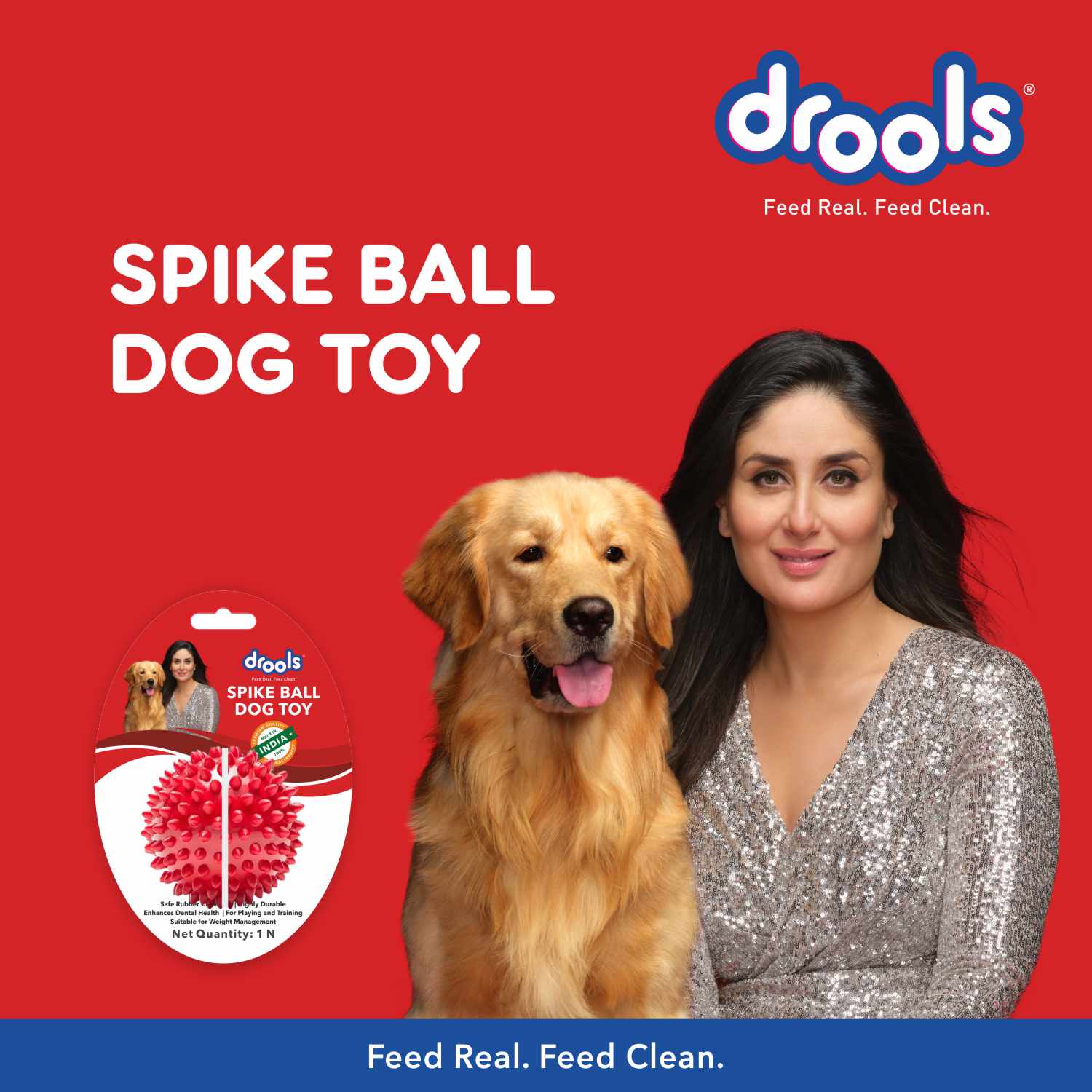 Drools Non Toxic Rubber Stud Spike Hard Ball Chew Teething Toy for Puppies and Dogs | For Aggressive Chewers Dogs-Toys Drools