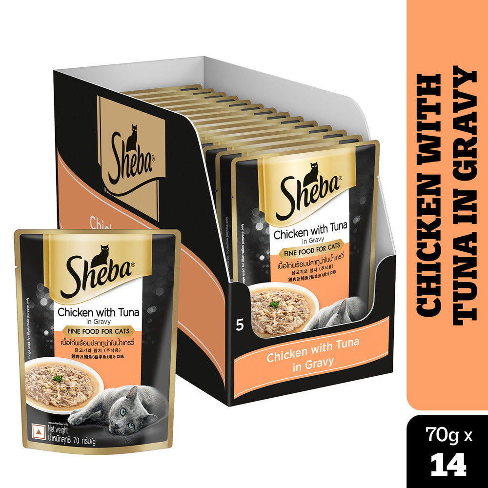 Sheba Chicken With Tuna In Gravy Rich Premium Adult Fine Cat Wet Food