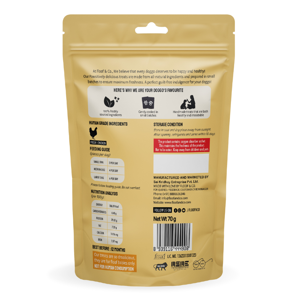 Floof & Co Smoked Chicken Jerky Dog Treats Dog Treats + Others Floof & Co