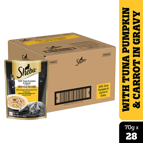 Sheba Chicken With Tuna In Gravy and Tuna Pumpkin & Carrot In Gravy Rich Premium Adult Fine Cat Wet Food Combo