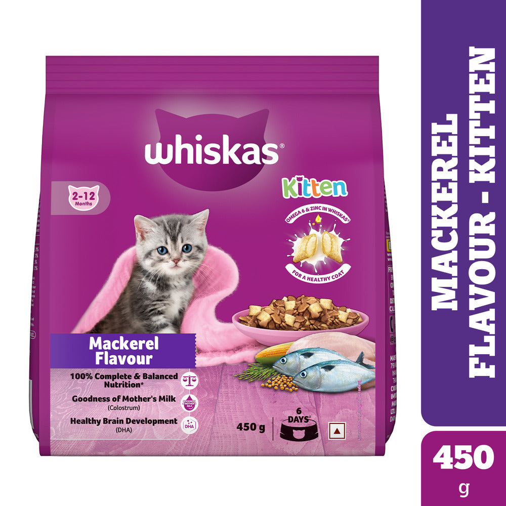 Whiskas Mackerel Flavour Kitten (2 to 12 months)Cat Dry Food Cats- Dry food Whiskas 450g