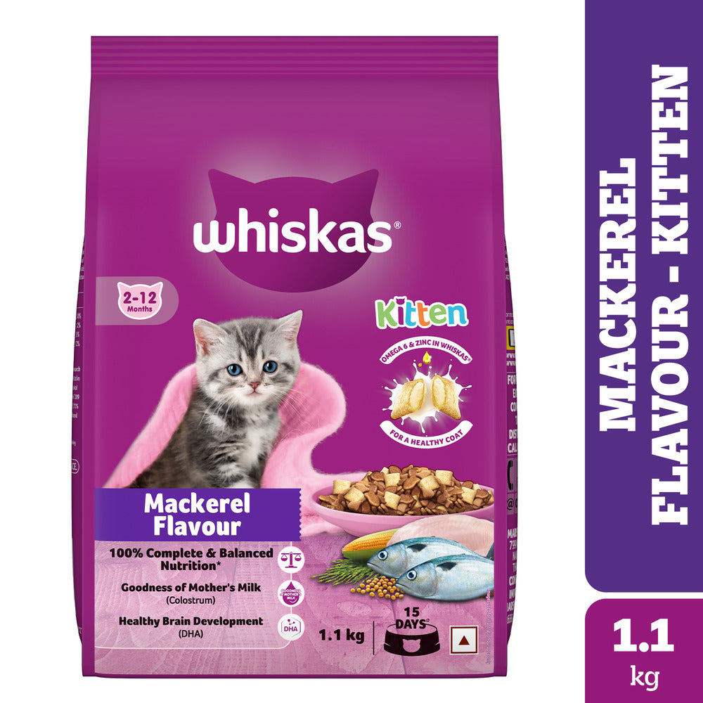 Whiskas Mackerel Flavour Kitten (2 to 12 months)Cat Dry Food Cats- Dry food Whiskas 1.1kg