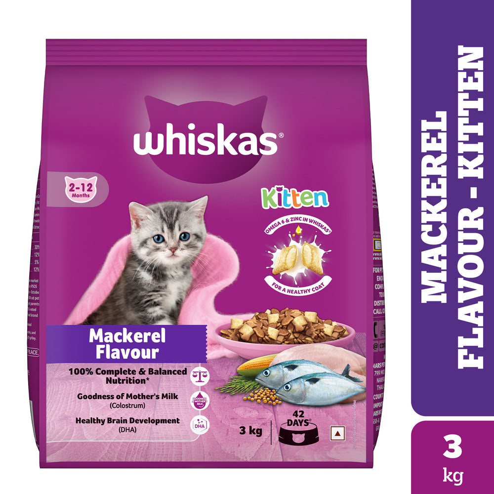 Whiskas Mackerel Flavour Kitten (2 to 12 months)Cat Dry Food Cats- Dry food Whiskas 3kg