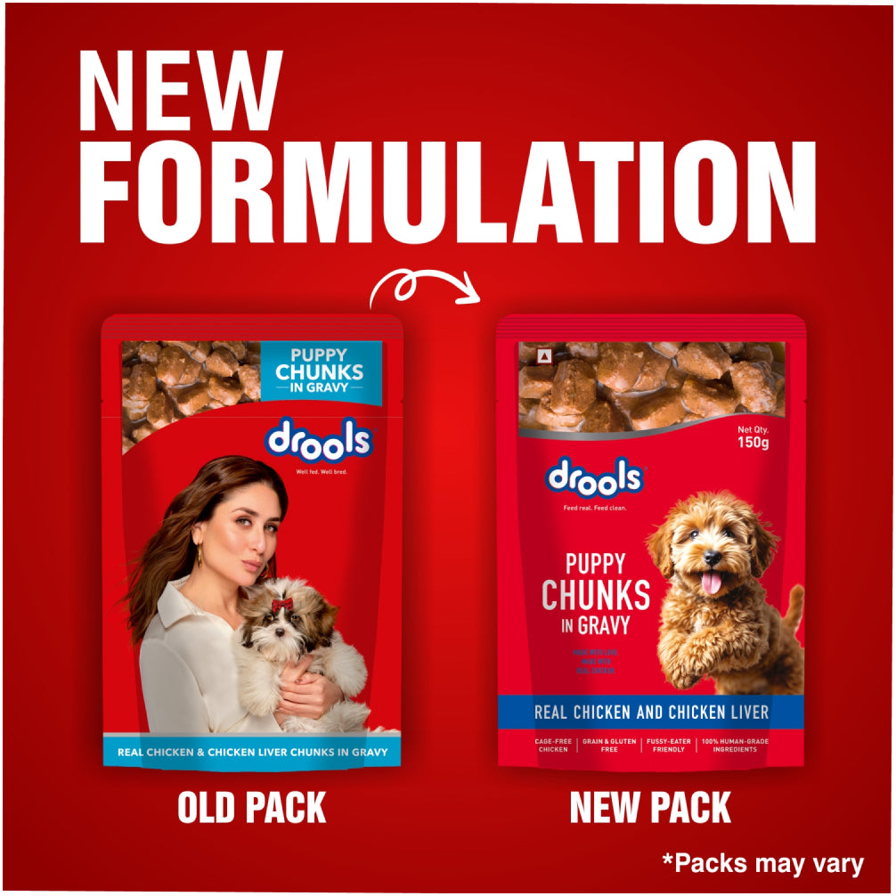 Drools Real Chicken & Chicken Liver Chunks in Gravy Puppy Dog Wet Food
