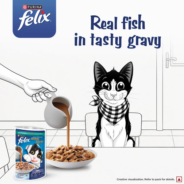 Purina Felix Gravy Lover Mackerel Chunks Complete and Balanced Adult Cat Wet Food