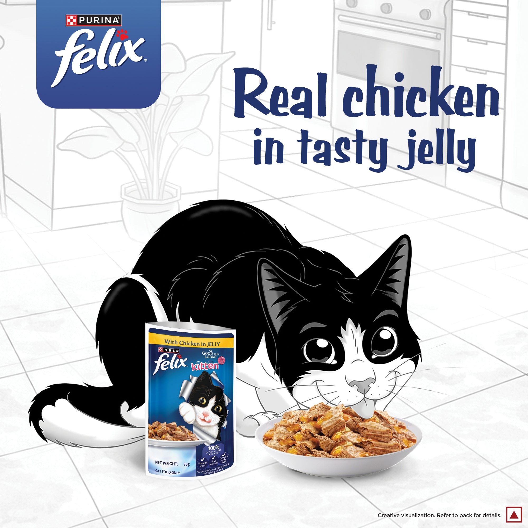 Purina Felix with Chicken in Jelly Complete and Balanced Kitten Cat Wet Food Cats-Wet Food Felix