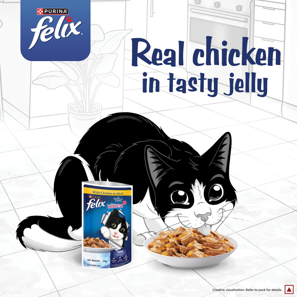 Purina Felix with Chicken in Jelly Complete and Balanced Kitten Cat Wet Food Cats-Wet Food Felix
