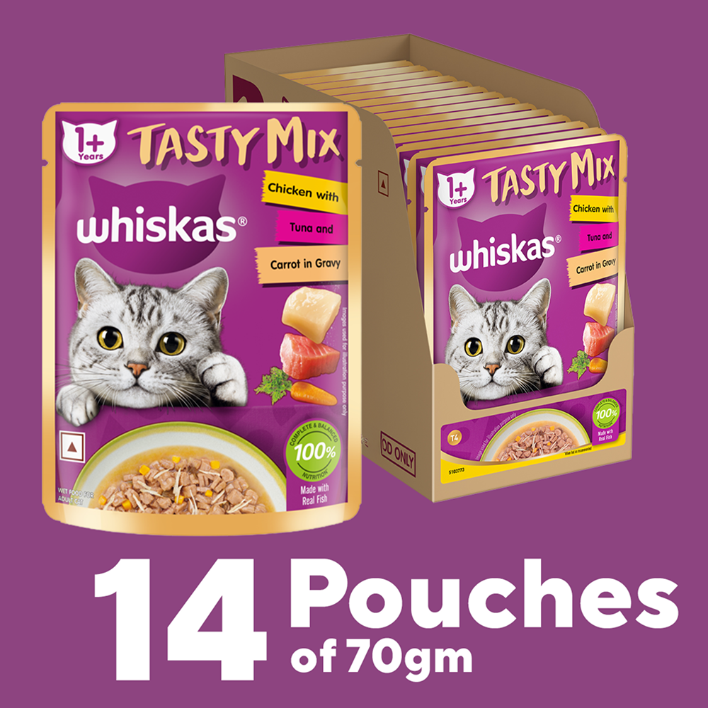 Whiskas Chicken With Tuna And Carrot in Gravy Tasty Mix Adult Cat Wet Food Cats-Wet Food Whiskas