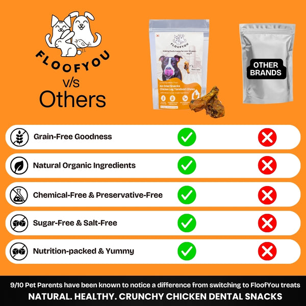 Floofyou Air Dried Chicken Leg Tandoori Crunchy Dental Chew Dog Treats