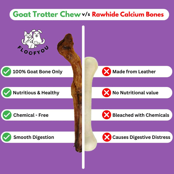 FloofYou Air Dried Goat Trotter Bone Chew Dog Treats