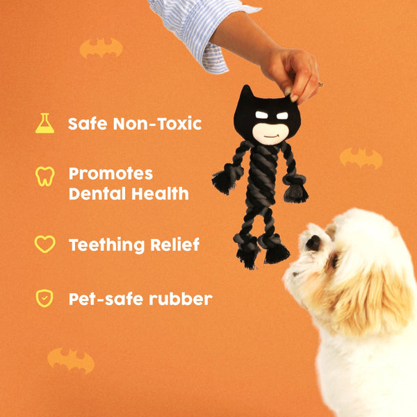 Warner Bros Batman Teething Rope Toy for Dogs and Cats (Black and Grey)