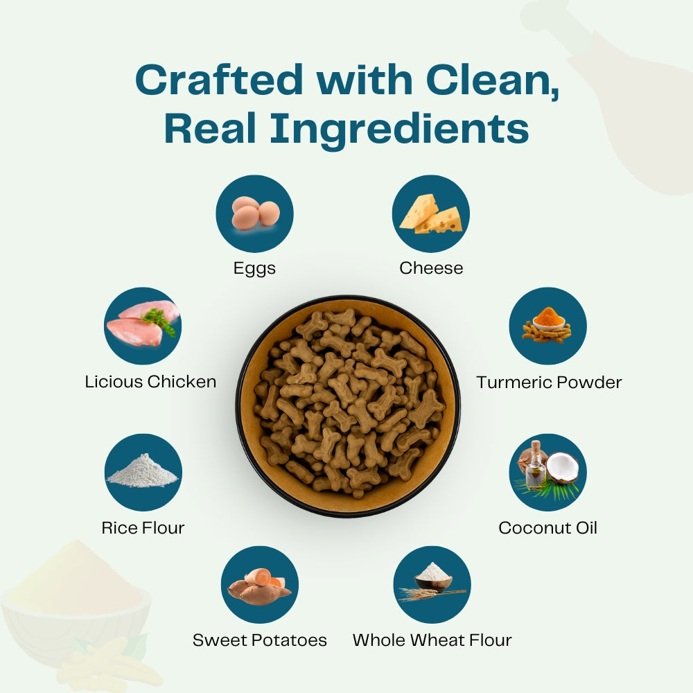 Pawfectly Made By Licious Chicken & Peanut, Chicken & Cheese Butter Biscuits Dog Treats Combo Dog Treats + Others Pawfectly Made By Licious