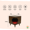 FurryLiving Wally Side Table with Cushion for Small Dogs and Cats (Dark Brown/Red Cushion) Both-Furniture FurryLiving Dropship