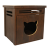 FurryLiving Meraki Cabinet with Cushion for Small Dogs and Cats (Dark Brown/ Red Cushion) Both-Furniture FurryLiving Dropship