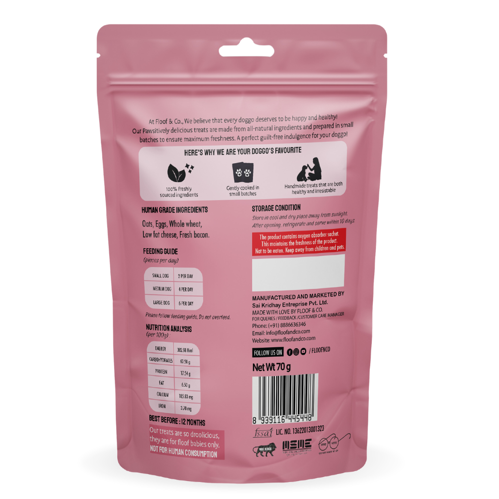 Floof & Co Classic Bacon Cheese Dog Treats (Buy 1 Get 1) Dog Treats + Others Floof & Co