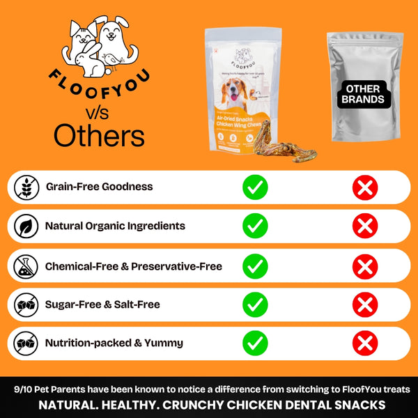 Floofyou Air Dried Chicken Wings Crunchy Dental Chew Dog Treats