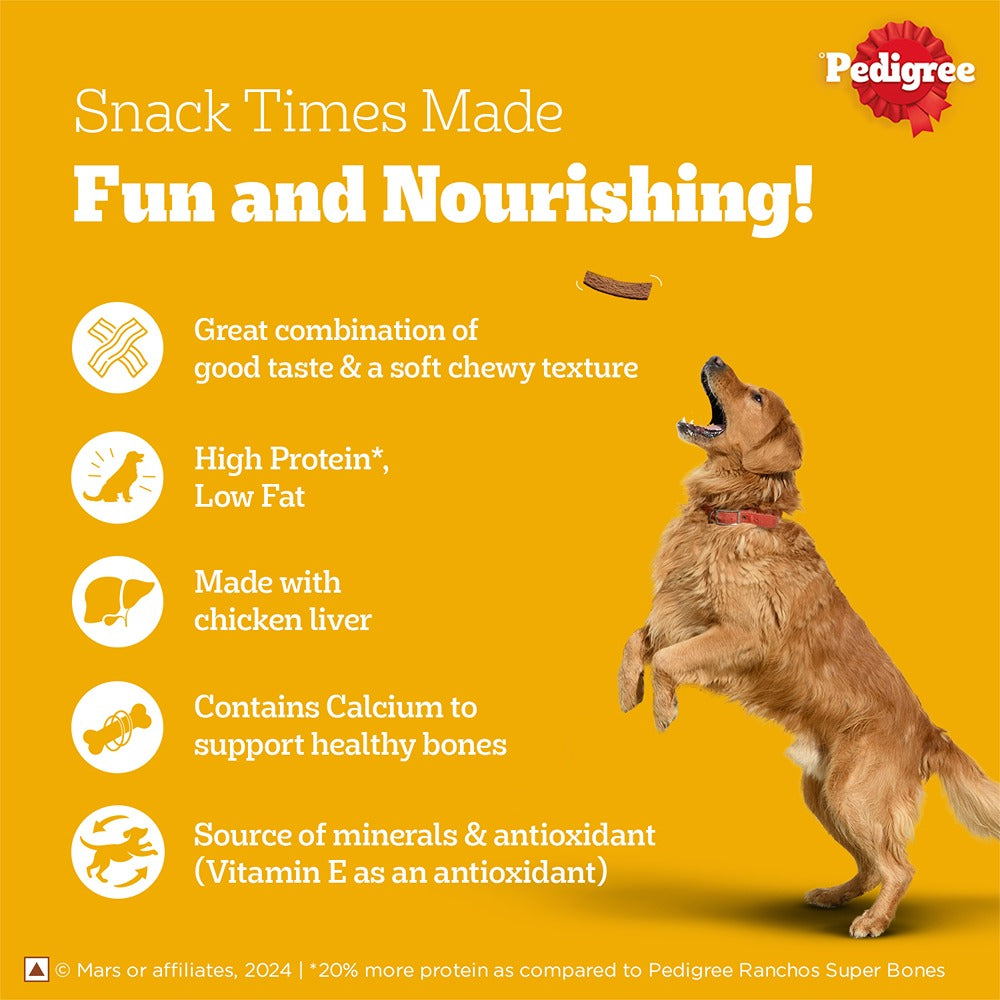 Pedigree Dentastix Oral Care for Adult (Small Breed of 5 to 10 kg) and Pedigree Chicken & Liver Flavour Tasty Jerky Dog Treats Combo