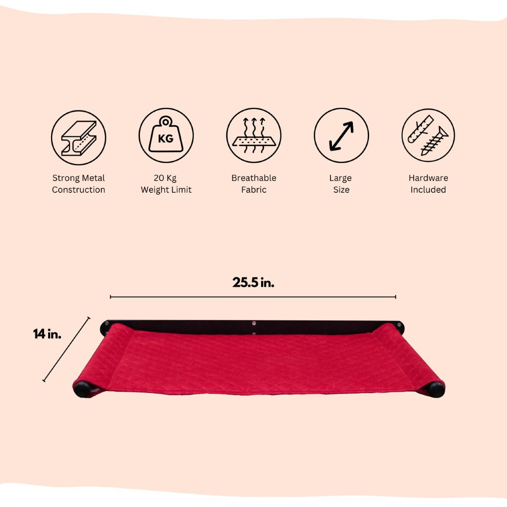FurryLiving Kiki Wall Mounted Perch for Cats (Black/Red) Cats-Furniture FurryLiving Dropship