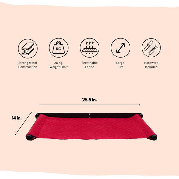 FurryLiving Kiki Wall Mounted Perch for Cats (Black/Red)