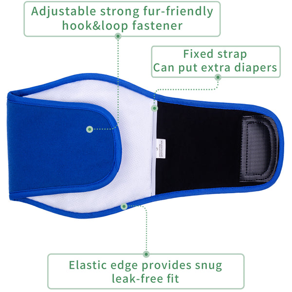 KUTKUT Diapers for Male Dogs (Blue)