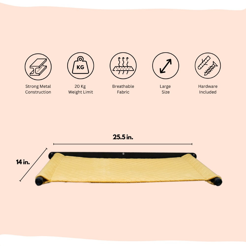 FurryLiving Kiki Wall Mounted Perch for Cats (Black/Yellow) Cats-Furniture FurryLiving Dropship