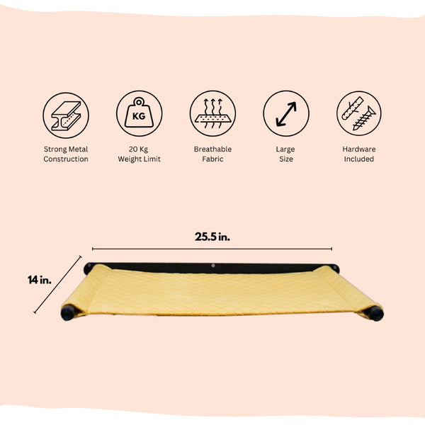FurryLiving Kiki Wall Mounted Perch for Cats (Black/Yellow)