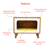 FurryLiving Telly Side Table with Cushion for Small Dogs and Cats (Honey/Yellow Cushion) Both-Furniture FurryLiving Dropship