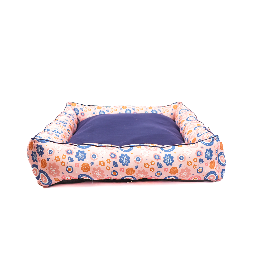 Skatrs Floral Bed for Dogs & Cats (Pink/Blue) Both-Bedding, Mats & Travel Supplies Skatrs