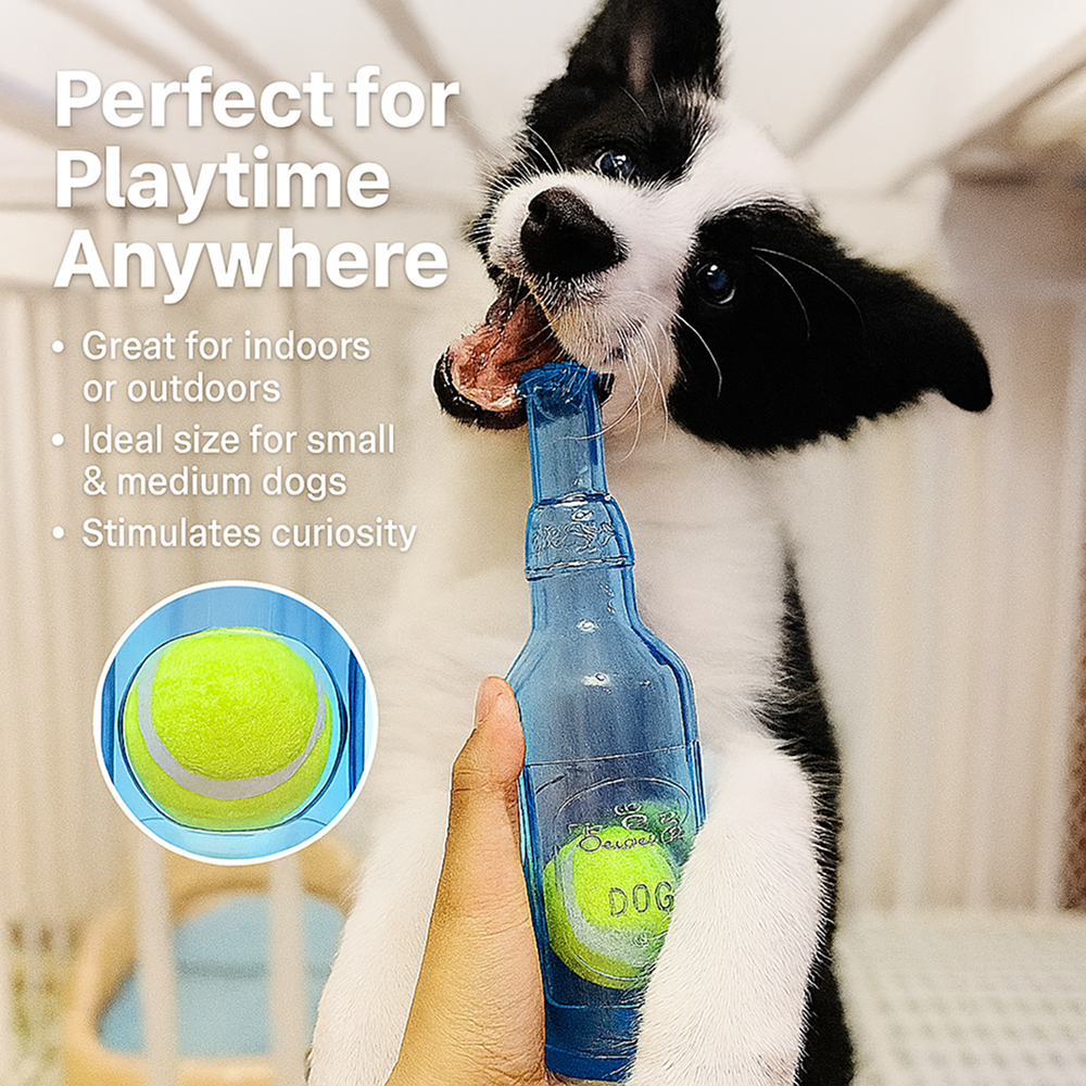Talking Dog Club Ball in Bottle Rubber Chew Toy for Dogs (Blue) Dogs-Toys Talking Dog Club Dropship